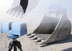 excavator bucket side view for 3d laser scanners imaging