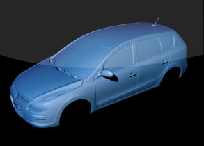 top external view of hyundai elantra 3d image for tv commercial taken by 3d laser scanners