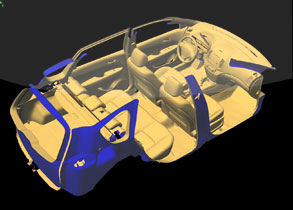 internal view of hyundai elantra 3d image for tv commercial taken by 3d laser scanners